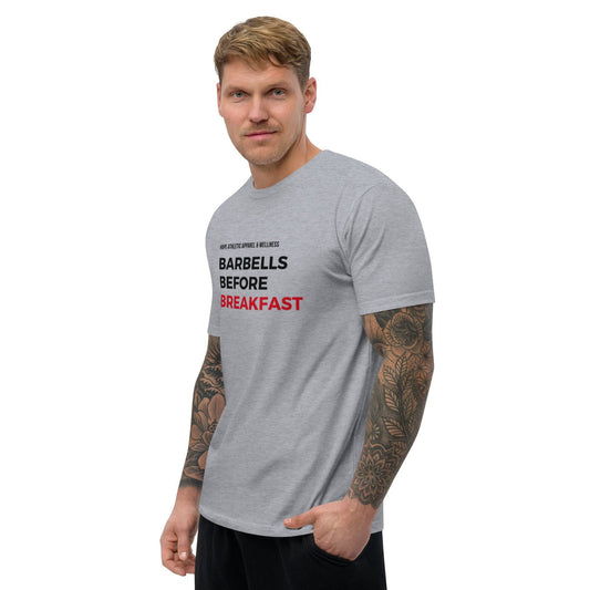 Men's Fitness T-Shirt - Barbells Before Breakfast for Active Lifestyles -