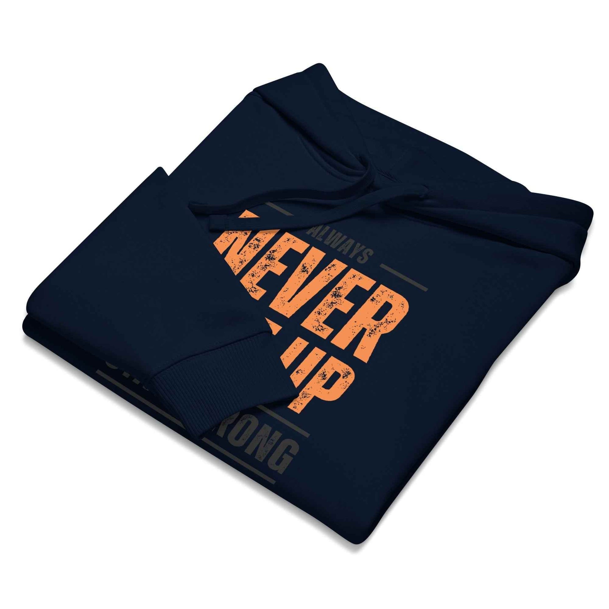 Men's Hoodie - Organic Relaxed Fit Inspirational Design with Never Give Up Motif -