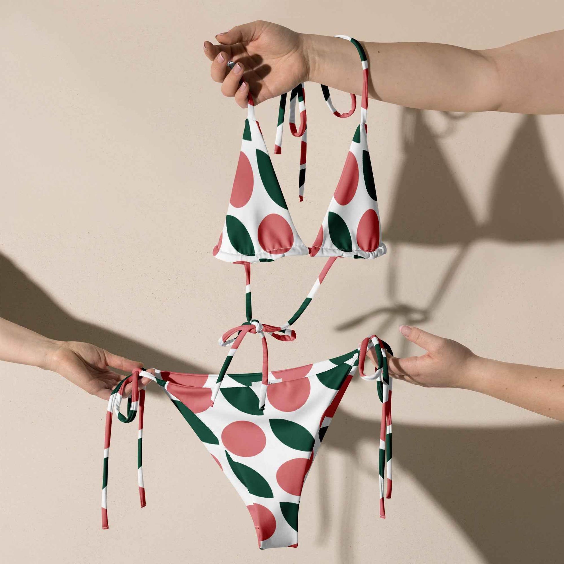 Apparel Pink Green White Eco-Friendly Bikini Set Swimwear -