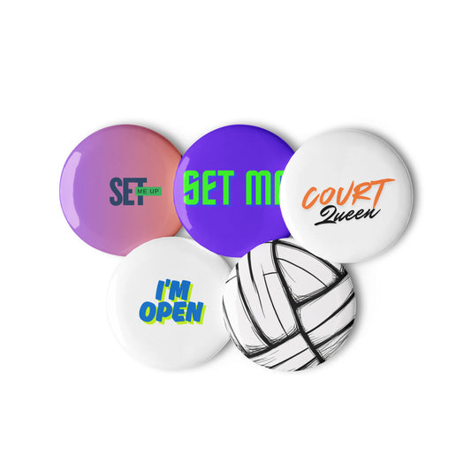 Volleyball Tournament Gift: Collectible Pin Buttons - Unique Set of 5 for Fans and Players