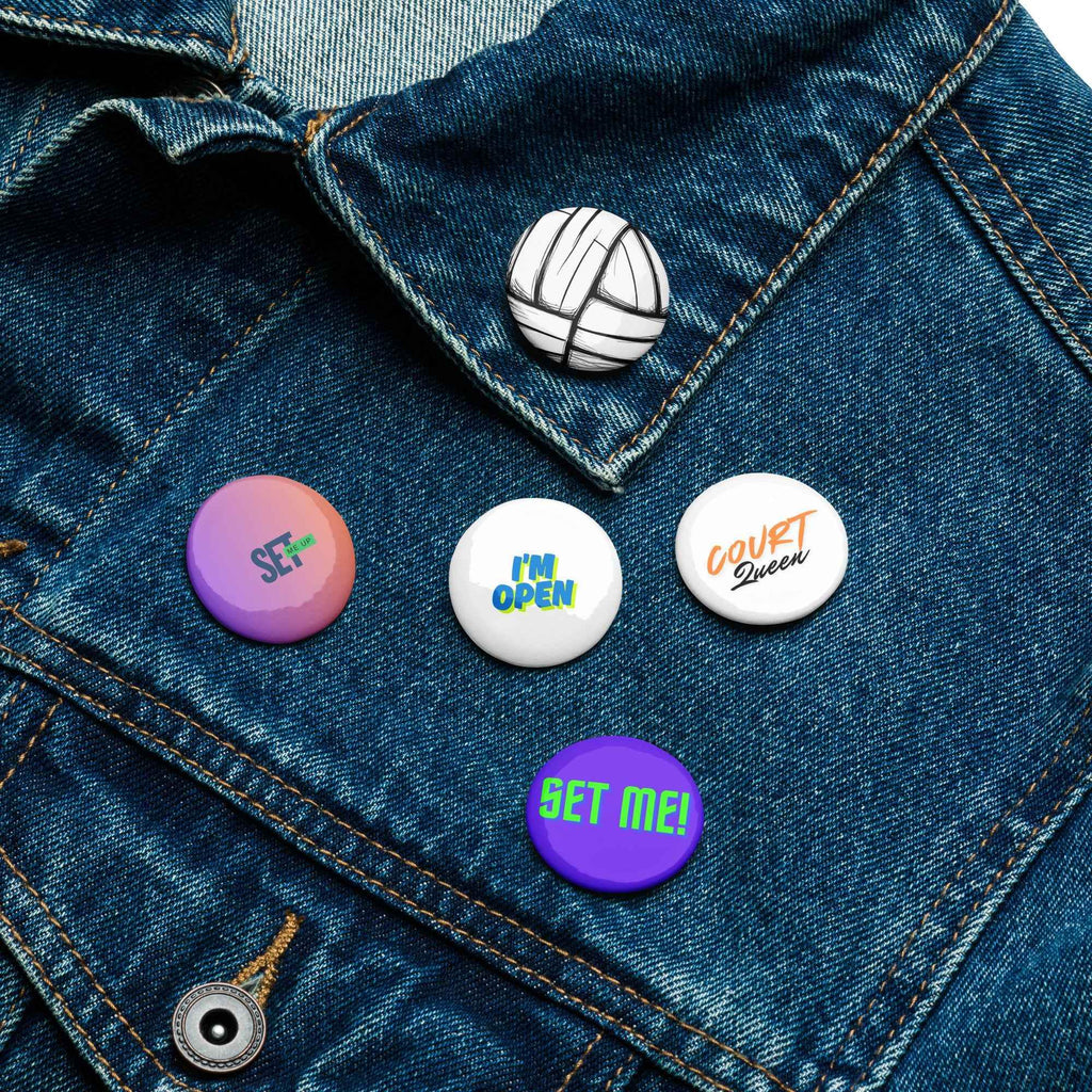 Volleyball Tournament Gift Pins - Collectible Set of 5 Unique Pin Buttons - HOPE Athlete Apparel & Wellness 