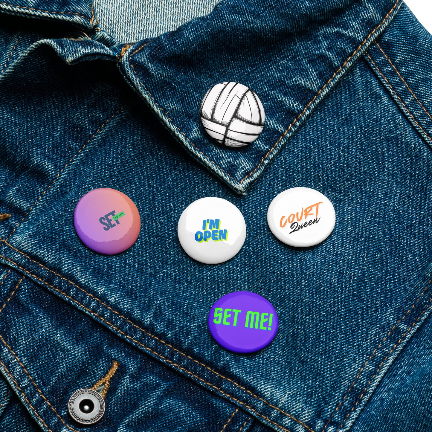 Volleyball Tournament Gift: Collectible Pin Buttons - Unique Set of 5 for Fans and Players