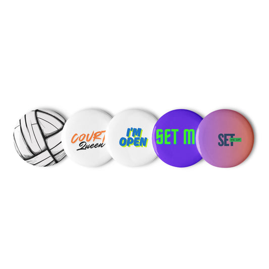 Volleyball Tournament Gift: Collectible Pin Buttons - Unique Set of 5 for Fans and Players