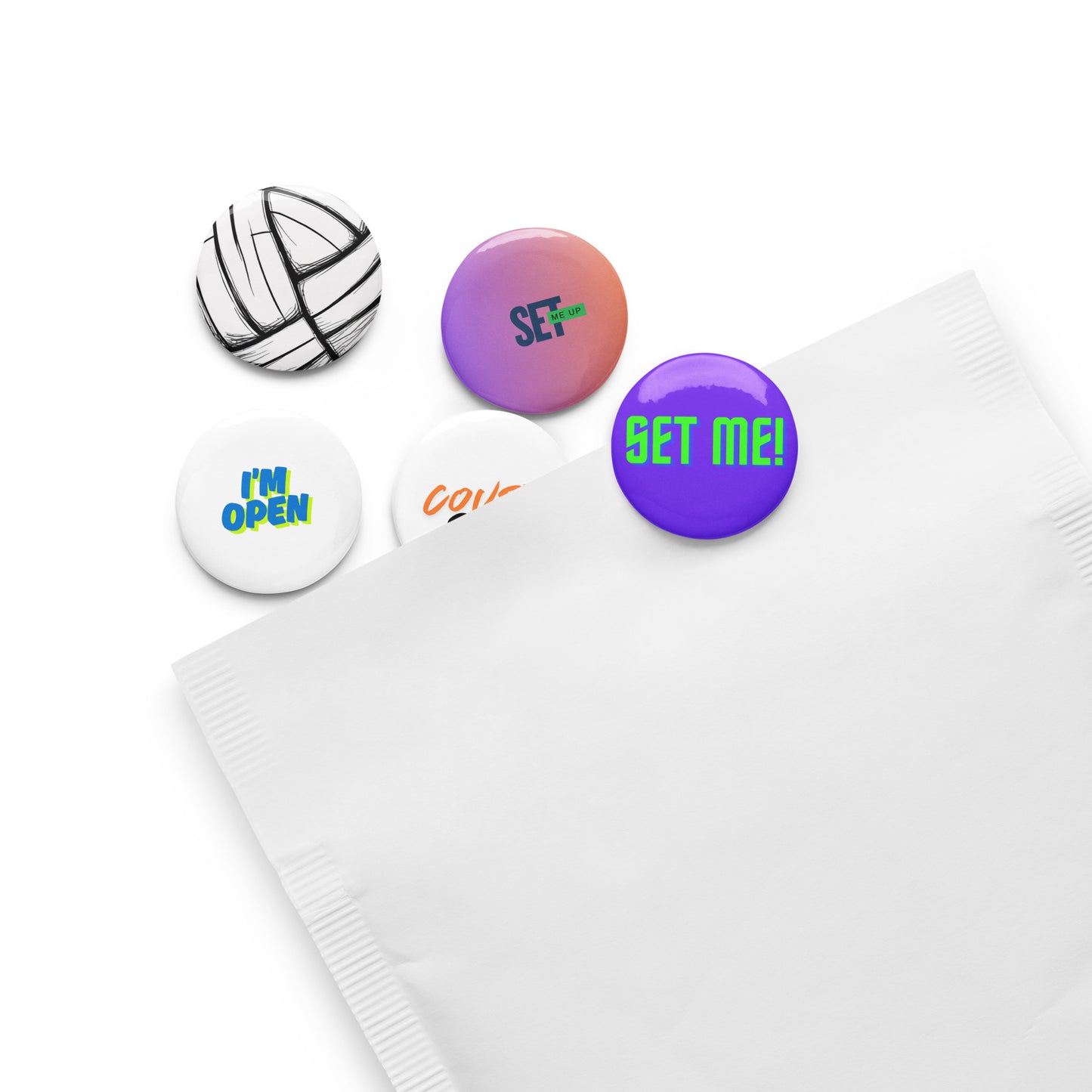Volleyball Tournament Gift: Collectible Pin Buttons - Unique Set of 5 for Fans and Players