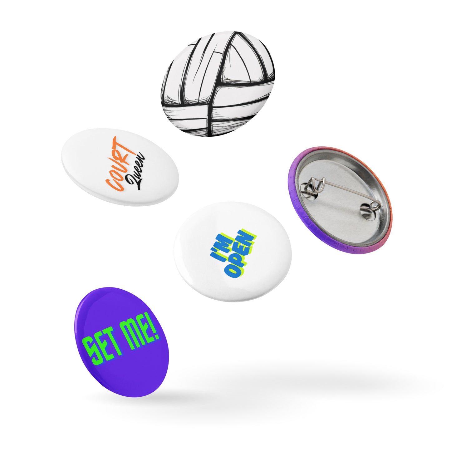 Volleyball Tournament Gift: Collectible Pin Buttons - Unique Set of 5 for Fans and Players
