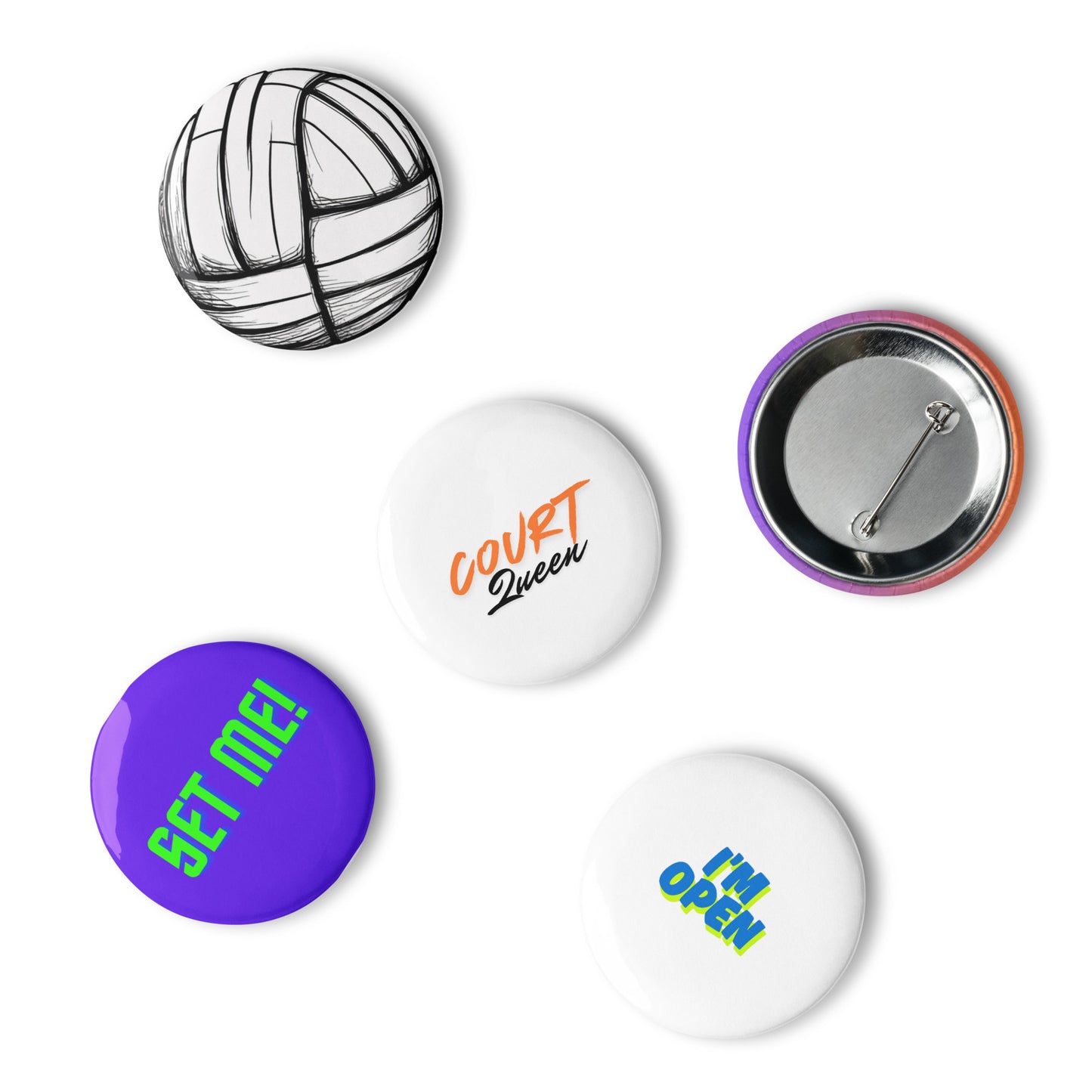 Volleyball Tournament Gift: Collectible Pin Buttons - Unique Set of 5 for Fans and Players