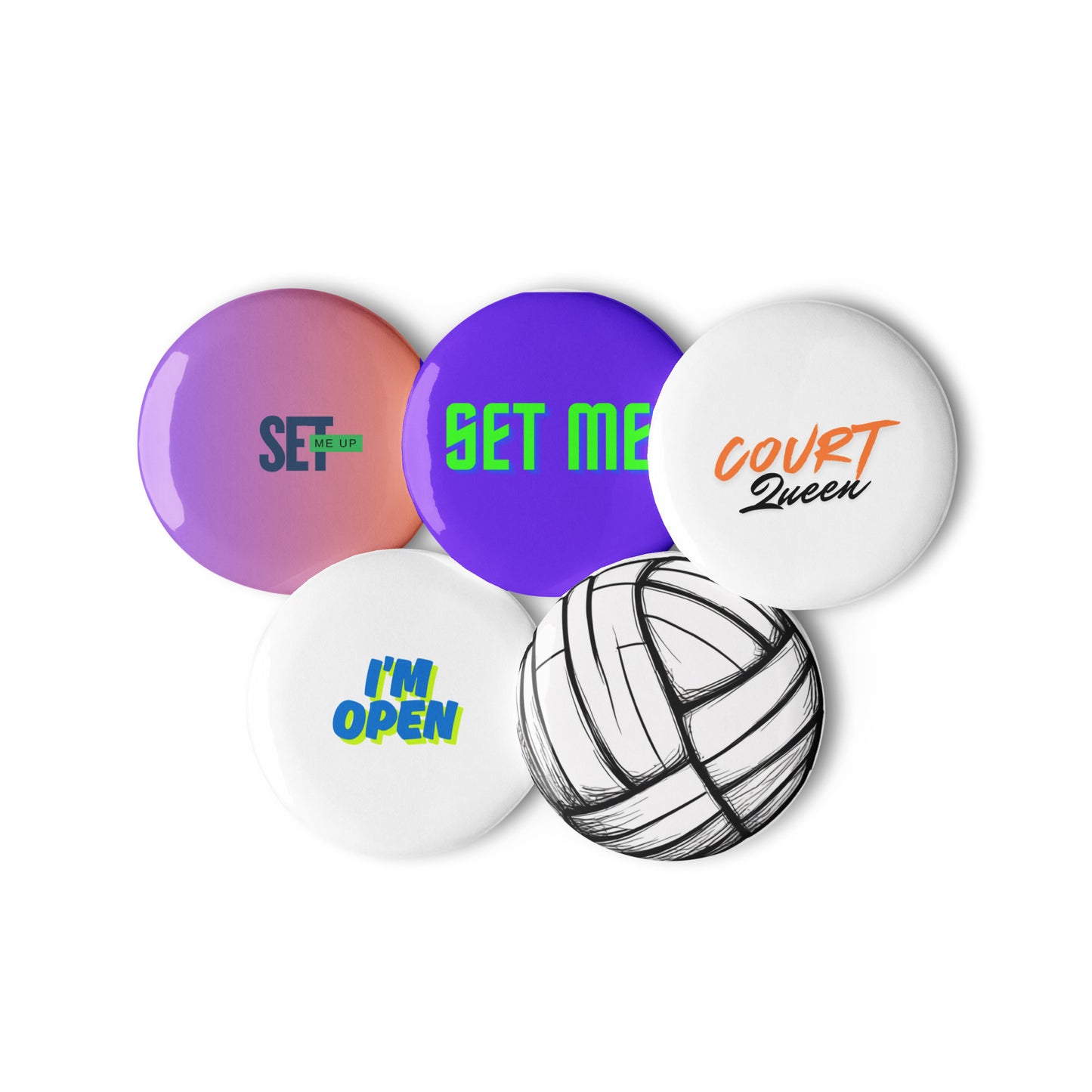 Volleyball Tournament Gift: Collectible Pin Buttons - Unique Set of 5 for Fans and Players