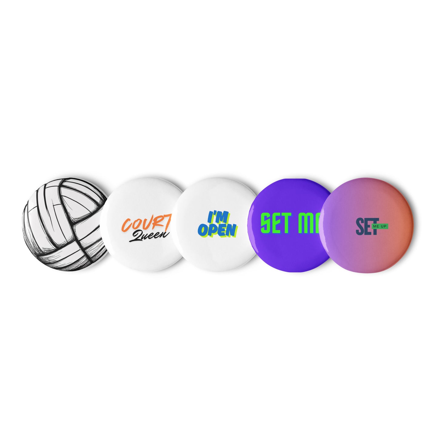 Volleyball Tournament Gift: Collectible Pin Buttons - Unique Set of 5 for Fans and Players