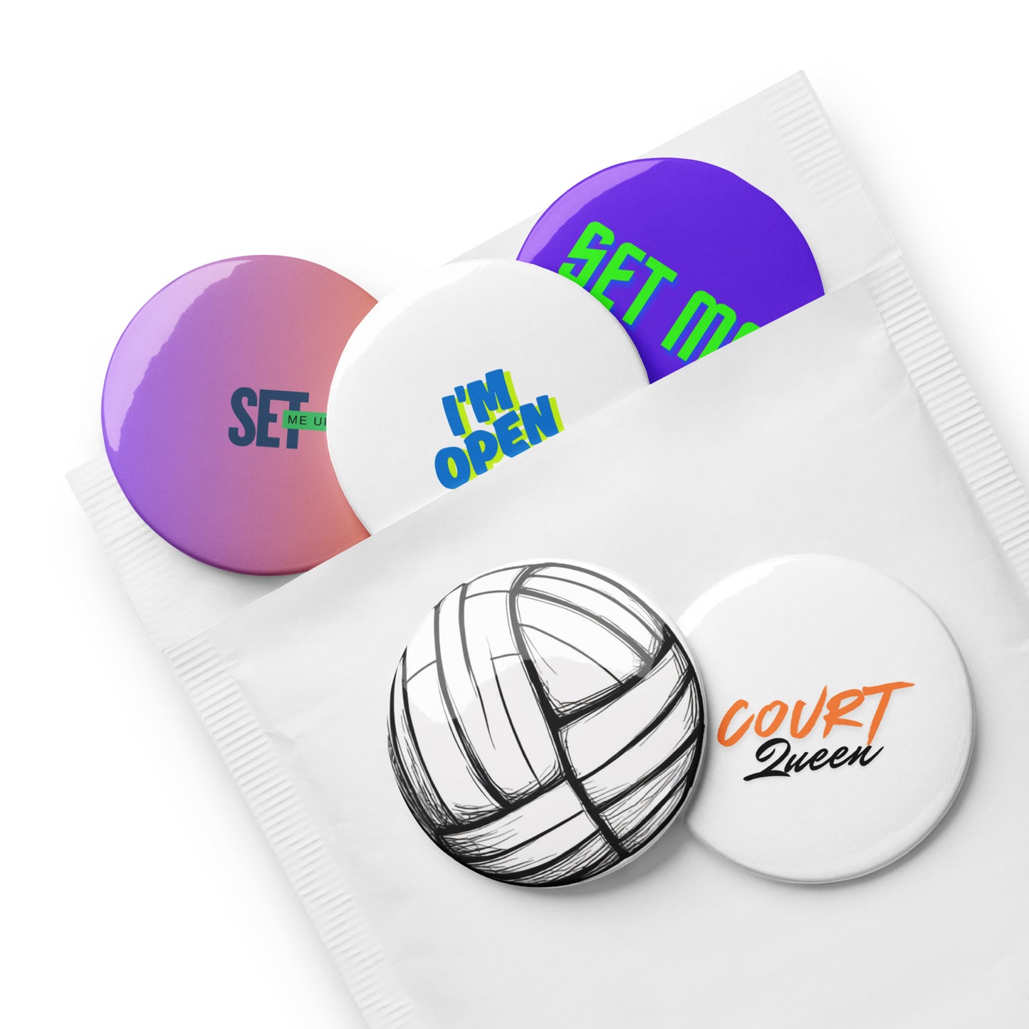 Volleyball Tournament Gift: Collectible Pin Buttons - Unique Set of 5 for Fans and Players