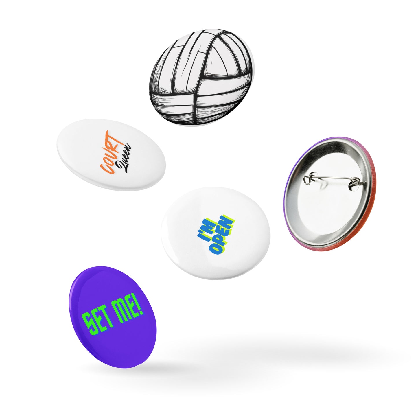 Volleyball Tournament Gift: Collectible Pin Buttons - Unique Set of 5 for Fans and Players
