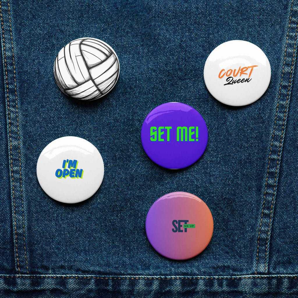 Volleyball Tournament Gift Pins - Collectible Set of 5 Unique Pin Buttons - HOPE Athlete Apparel & Wellness 