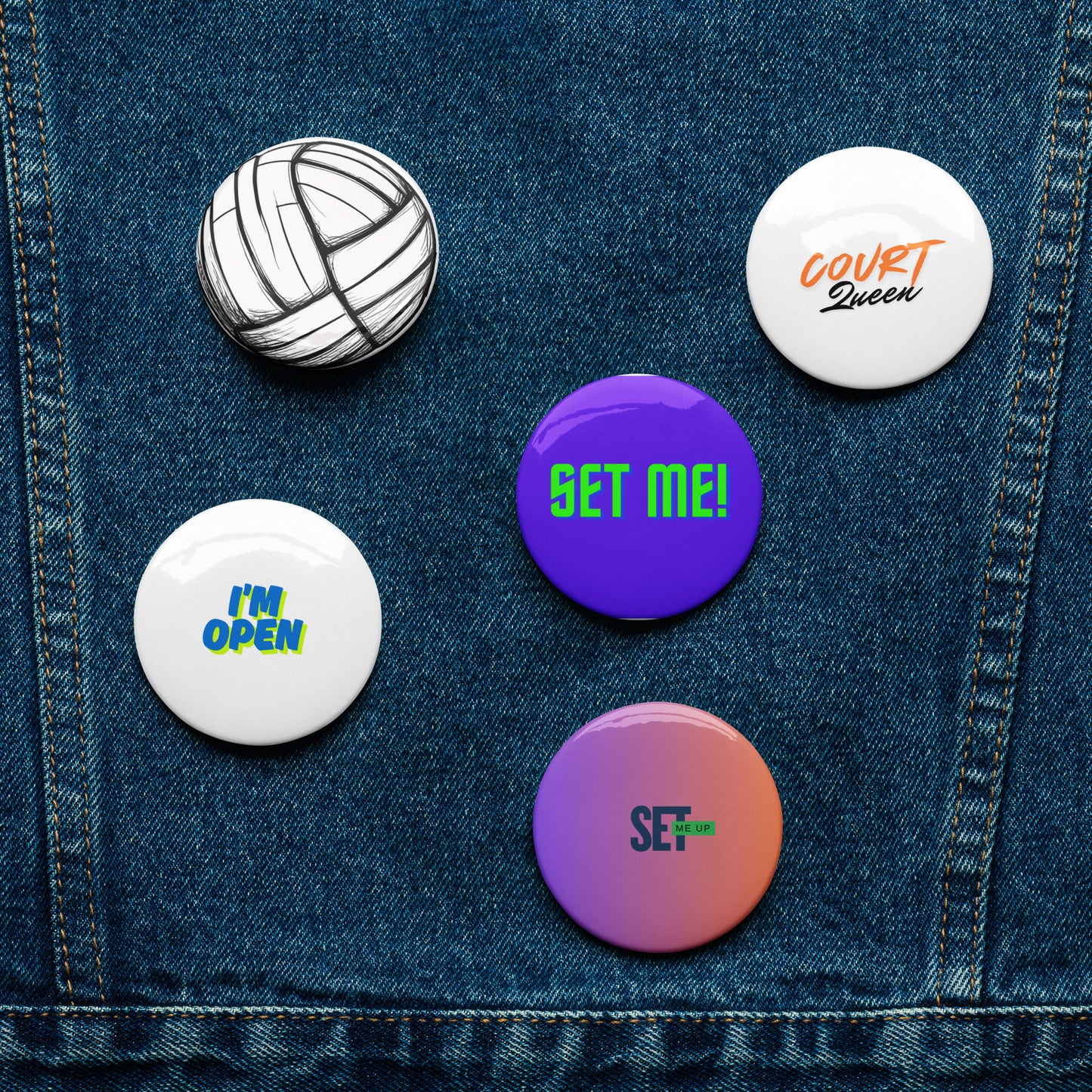 Volleyball Tournament Gift: Collectible Pin Buttons - Unique Set of 5 for Fans and Players