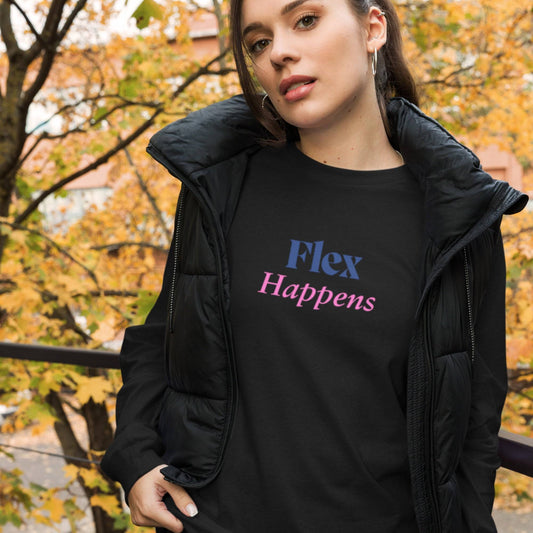 Women's Long Sleeve Tee - Flex Happens for Ultimate Comfort and Style -