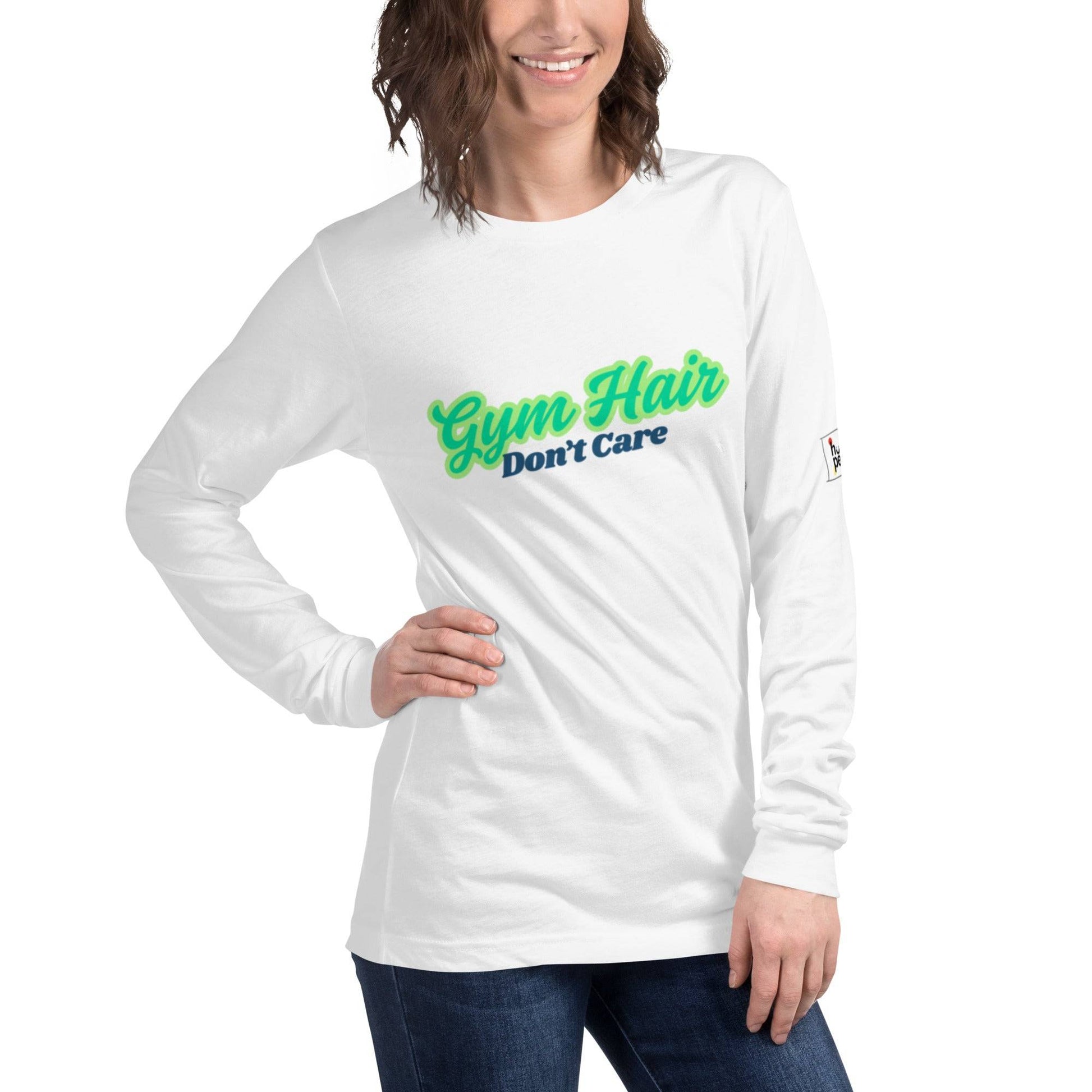 Women's Stylish Workout Top - Long Sleeve Tee for Gym Hair Don't Care -