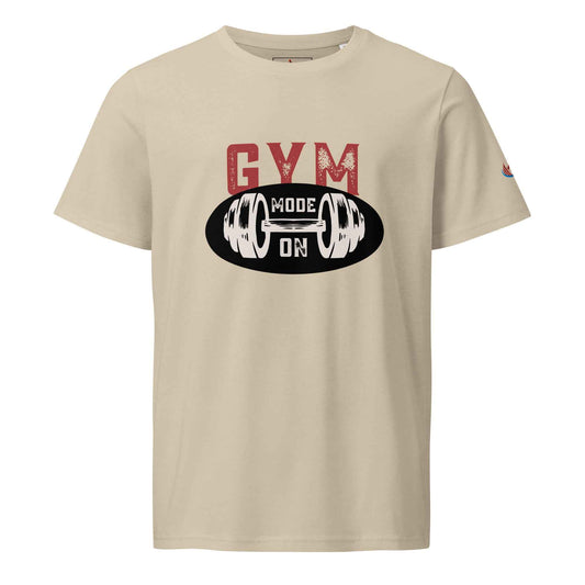 Men's Organic Fitness T-Shirt - Mid-Light Gym Mode On Apparel