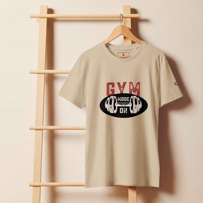Men's Organic Fitness T-Shirt - Mid-Light Gym Mode On Apparel