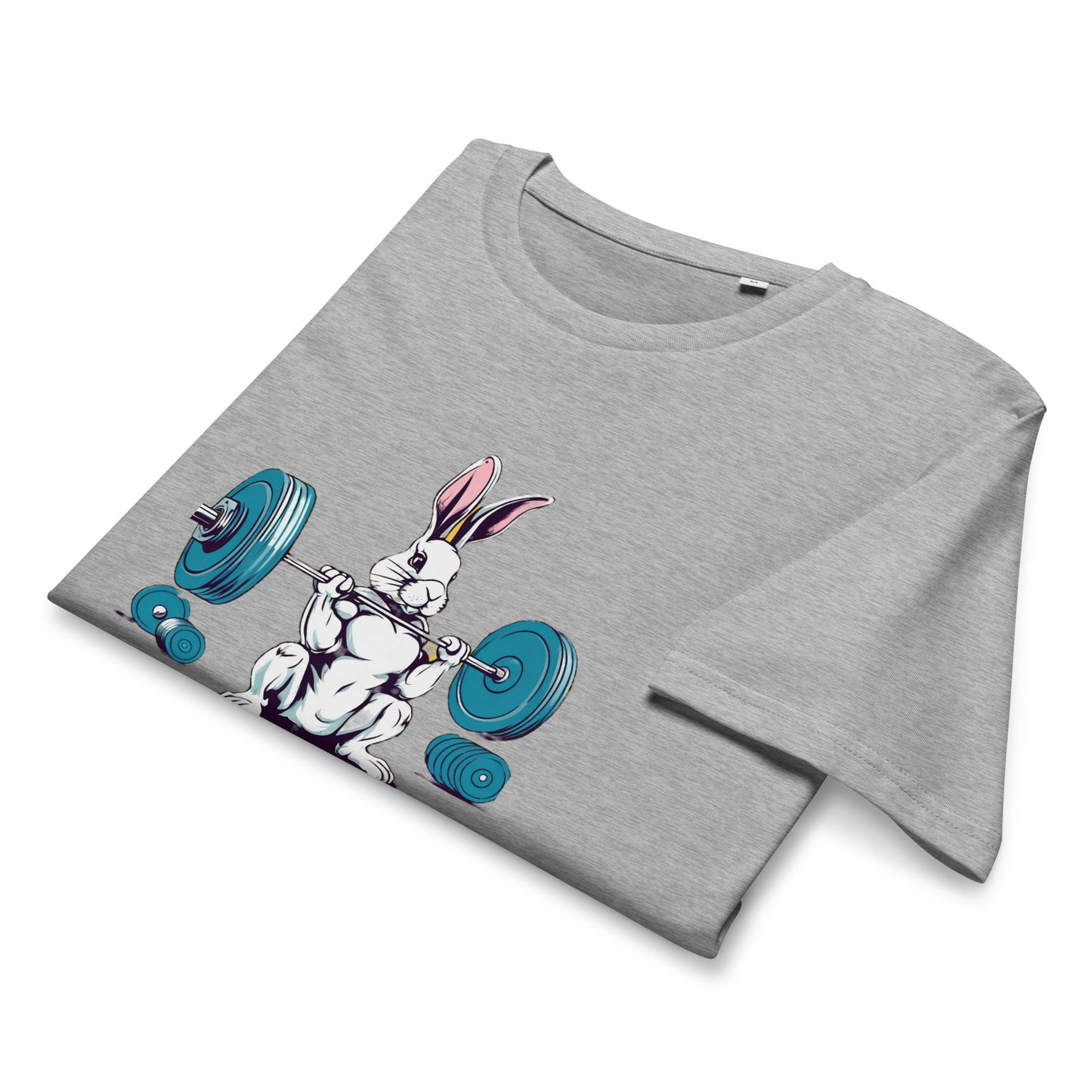 Men's Organic Mid-Light T-Shirt Bunny Weightlifting | Eco-Friendly