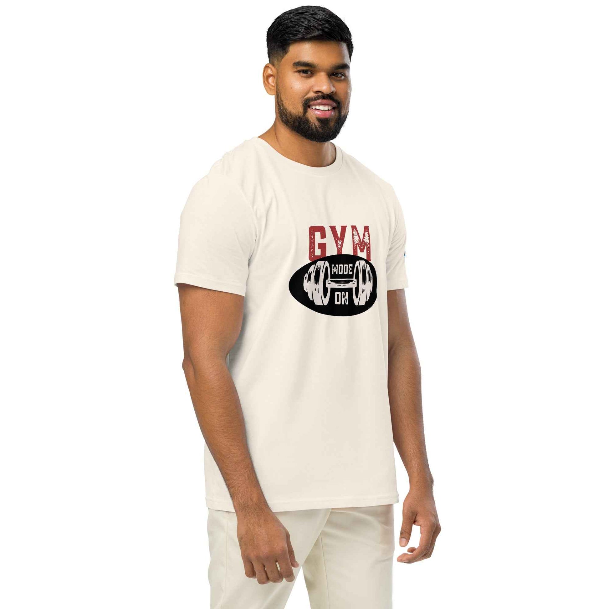 Men's Organic Fitness T-Shirt - Mid-Light Gym Mode On Apparel