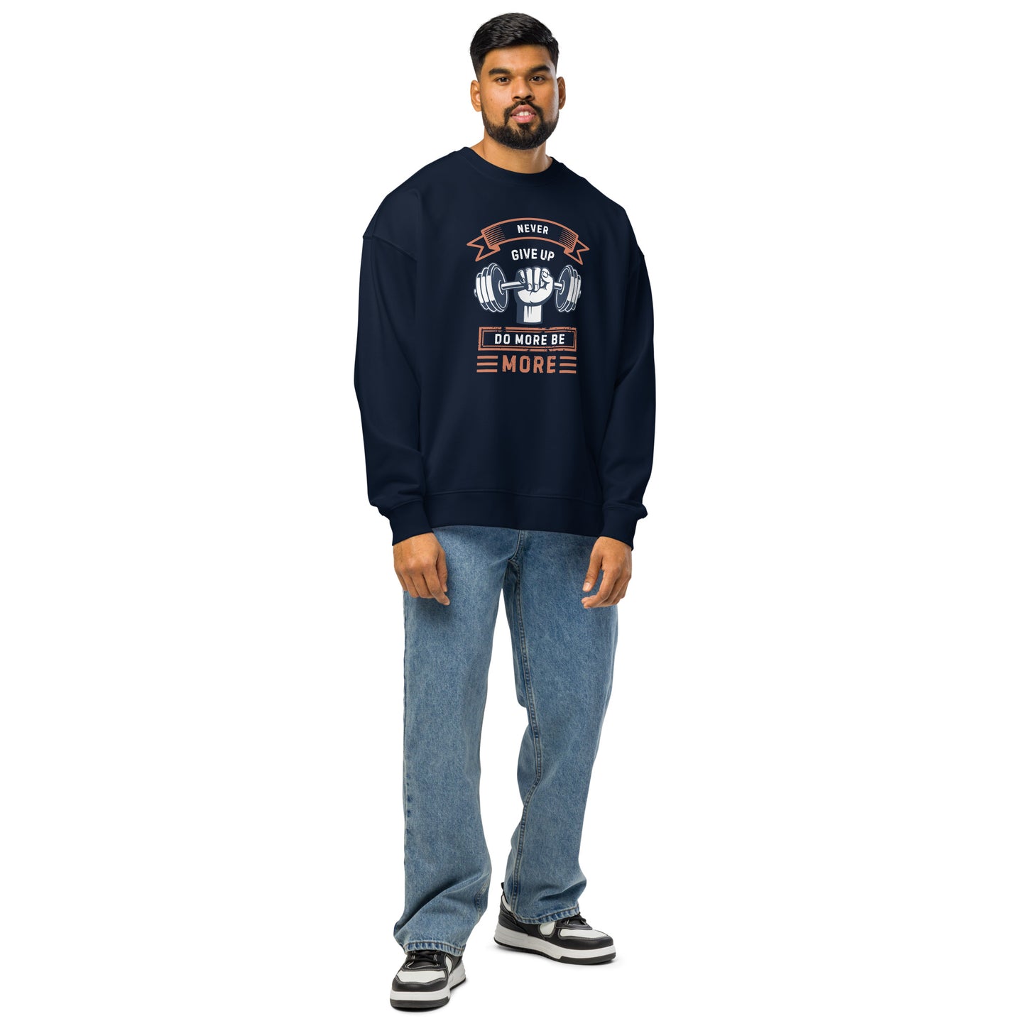 Men's Organic Oversized Sweatshirt Do More Be More | Motivational Fitness