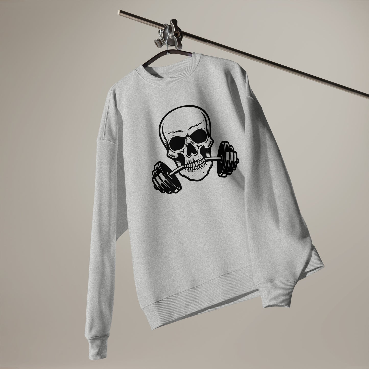 Men's Organic Oversized Sweatshirt Weightlifting Skull | Fitness Apparel