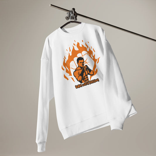 Men's Organic Oversized Sweatshirt Burn Calories Boxing | Fitness Apparel for Boxing Enthusiasts