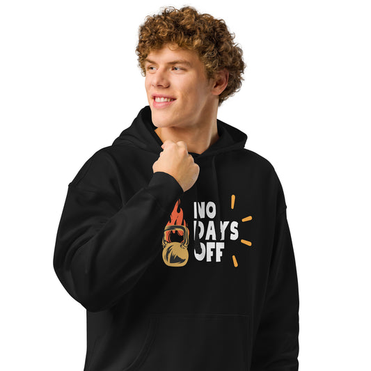 Men's Organic Relaxed Hoodie No Days Off | Grind Never Stops Fitness Apparel
