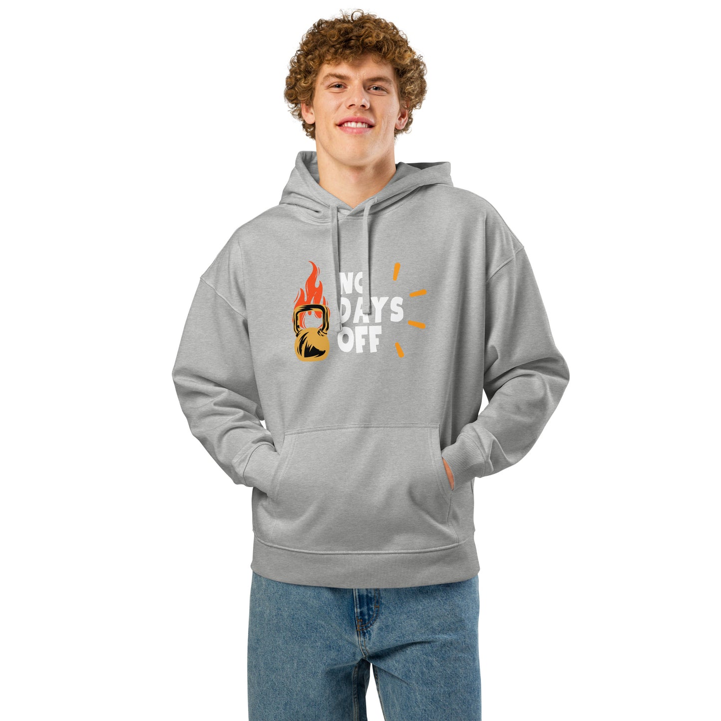 Men's Organic Relaxed Hoodie No Days Off | Grind Never Stops Fitness Apparel