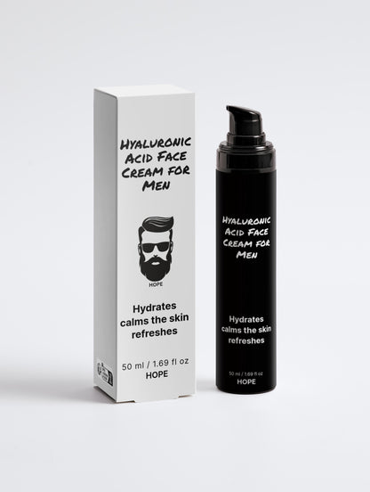 Hyaluronic Acid Face Cream for Men - Youthful Skin Hydration Formula