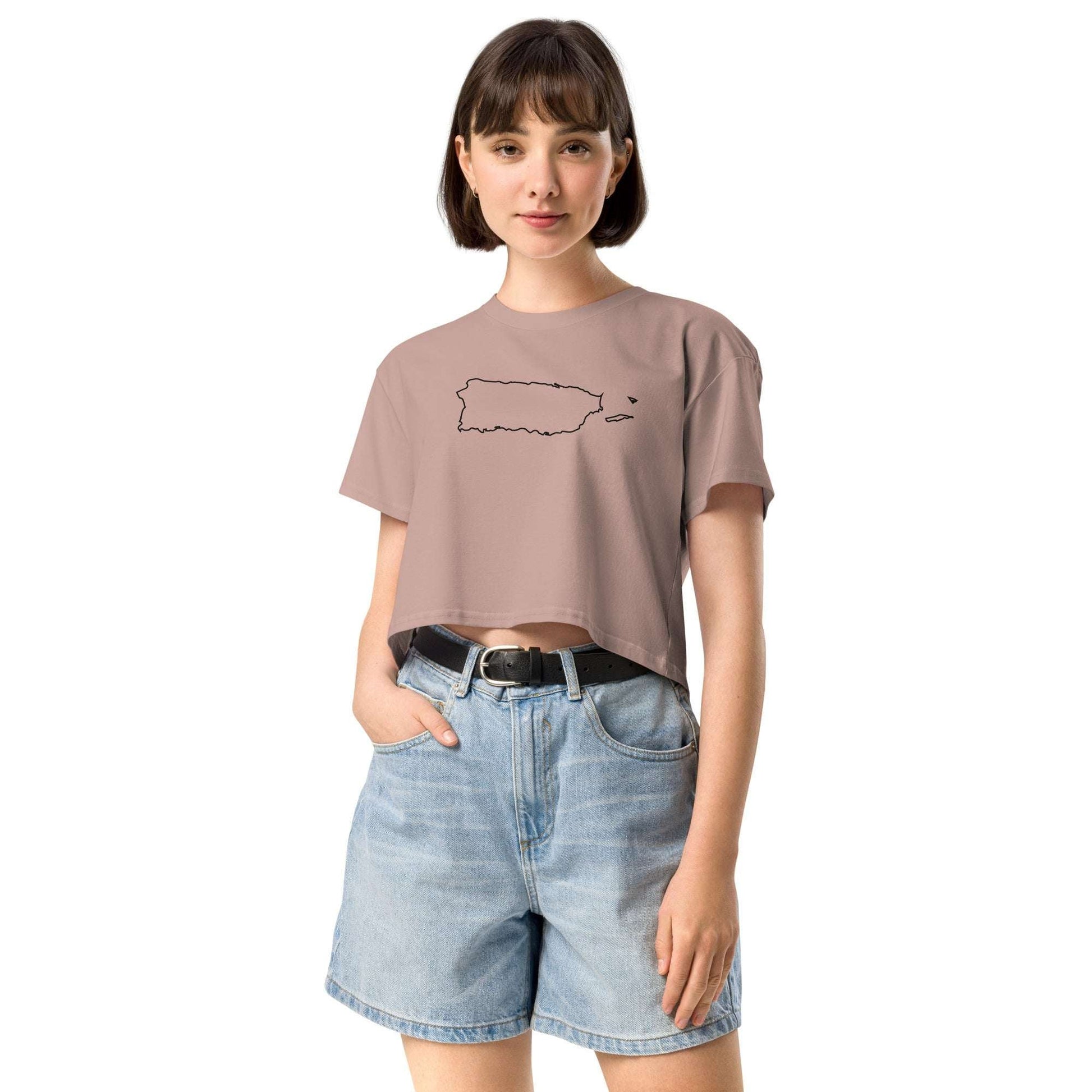 Puerto Rico Map Crop Top - Trendy Women's Island-Inspired Apparel -