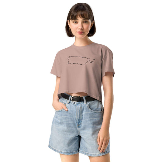 Puerto Rico Map Crop Top - Trendy Women's Island-Inspired Apparel -