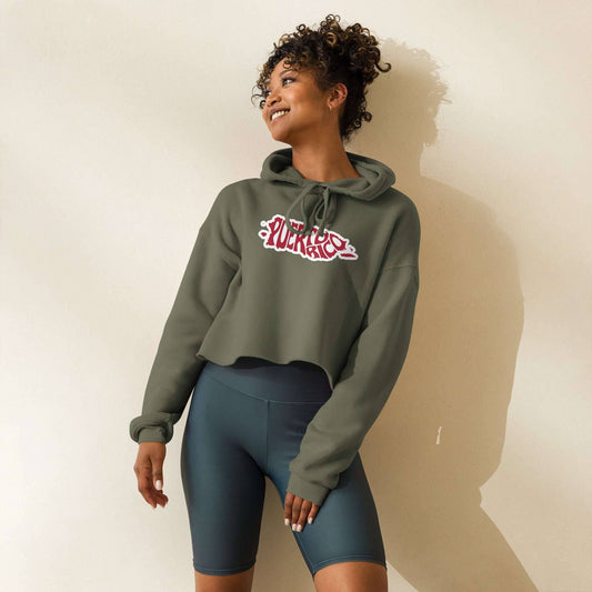 Puerto Rico Fitness Crop Hoodie Soy de Aqui - Orocovis Style -