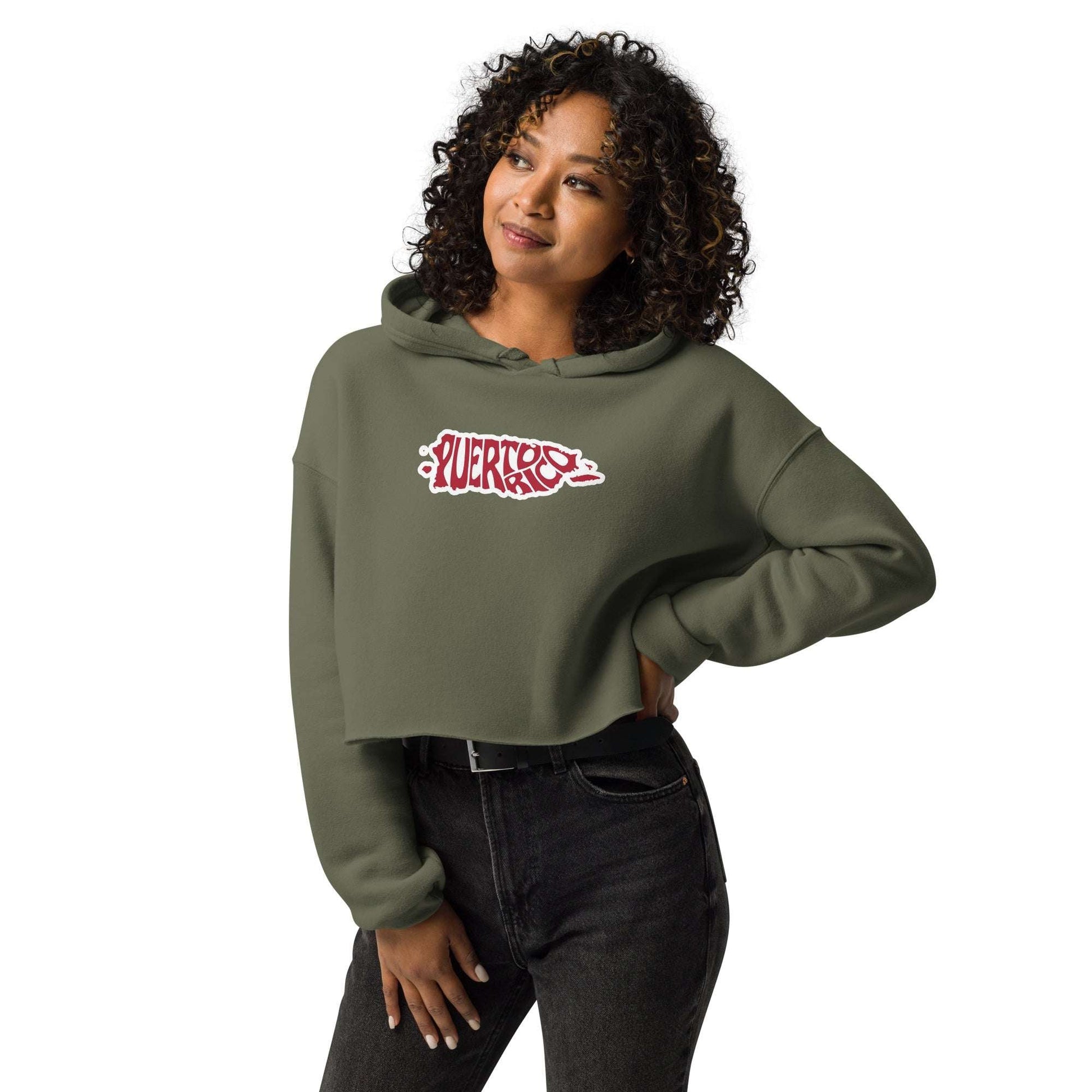 Puerto Rico Fitness Crop Hoodie Soy de Aqui - Orocovis Style -