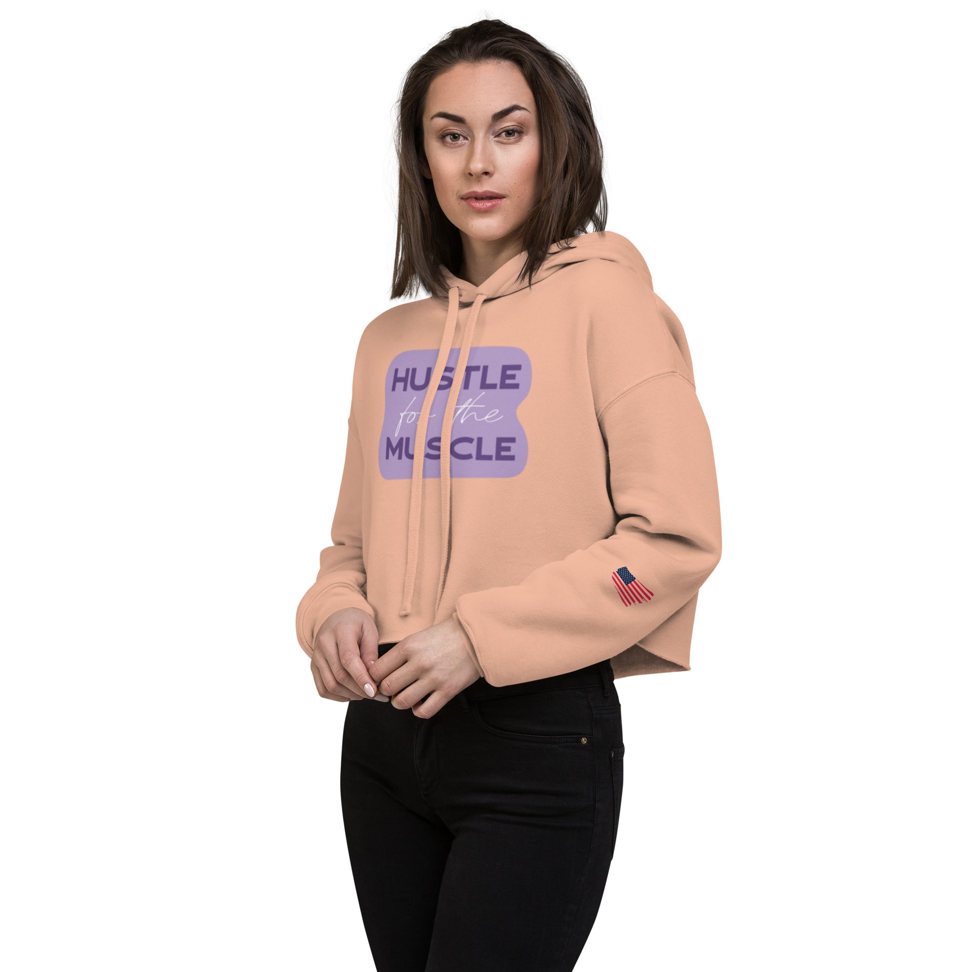 Women's Crop Hoodie- Hustle for the Muscle -