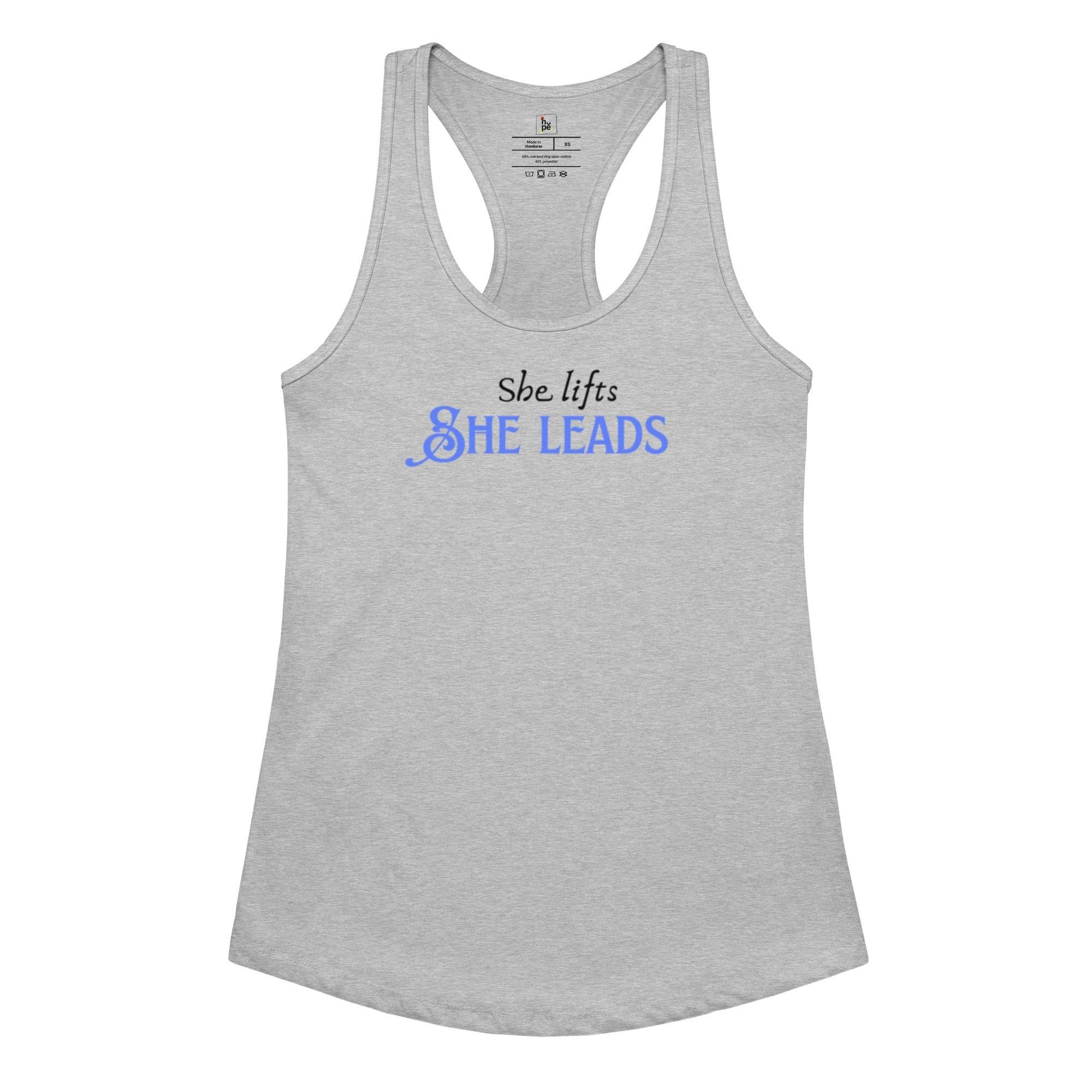Women's Racerback Tank Top - She Lifts, She Leads -