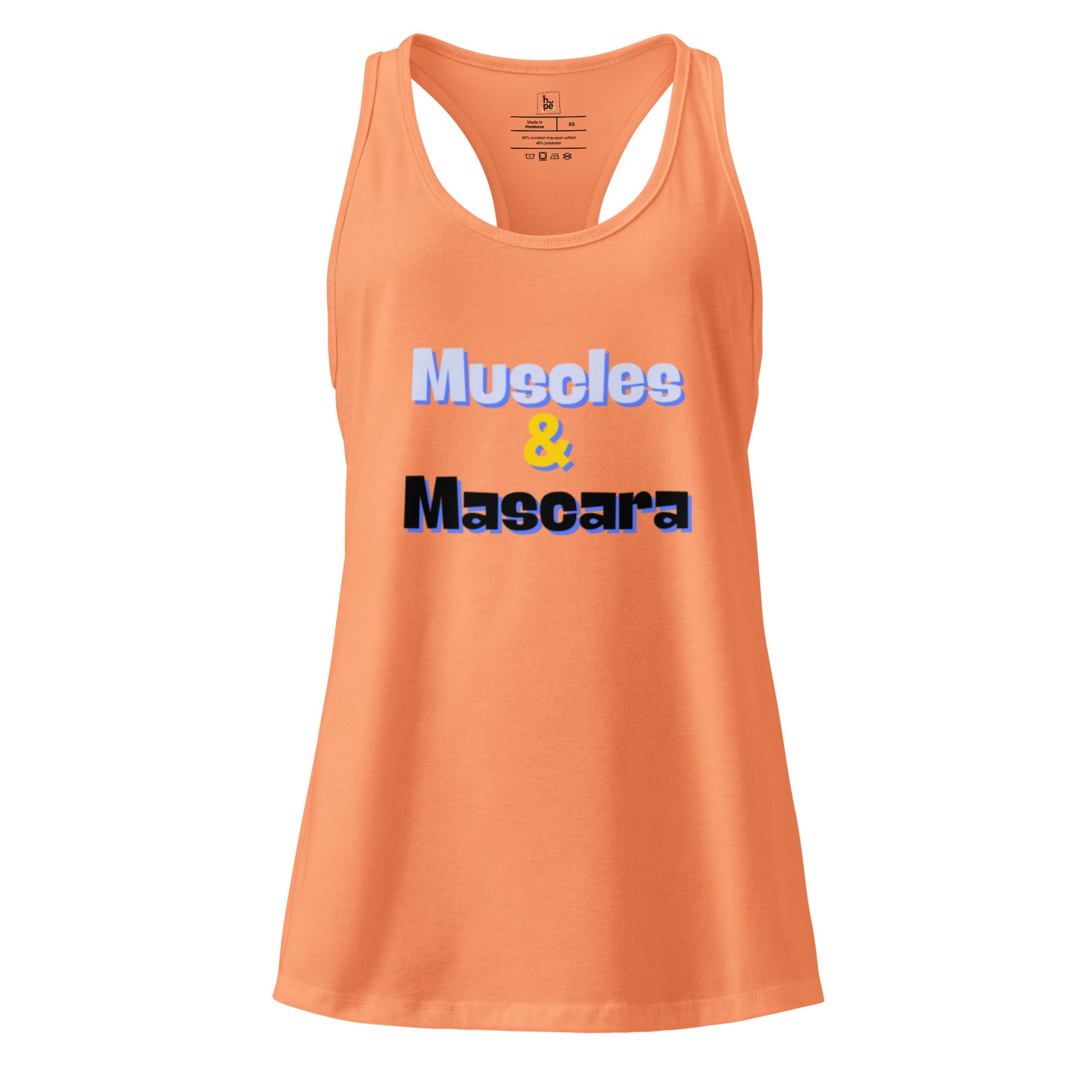 Women's Racerback Tank Top - Fitted Muscles and Mascara Design -