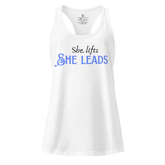 Women's Racerback Tank Top - She Lifts, She Leads -