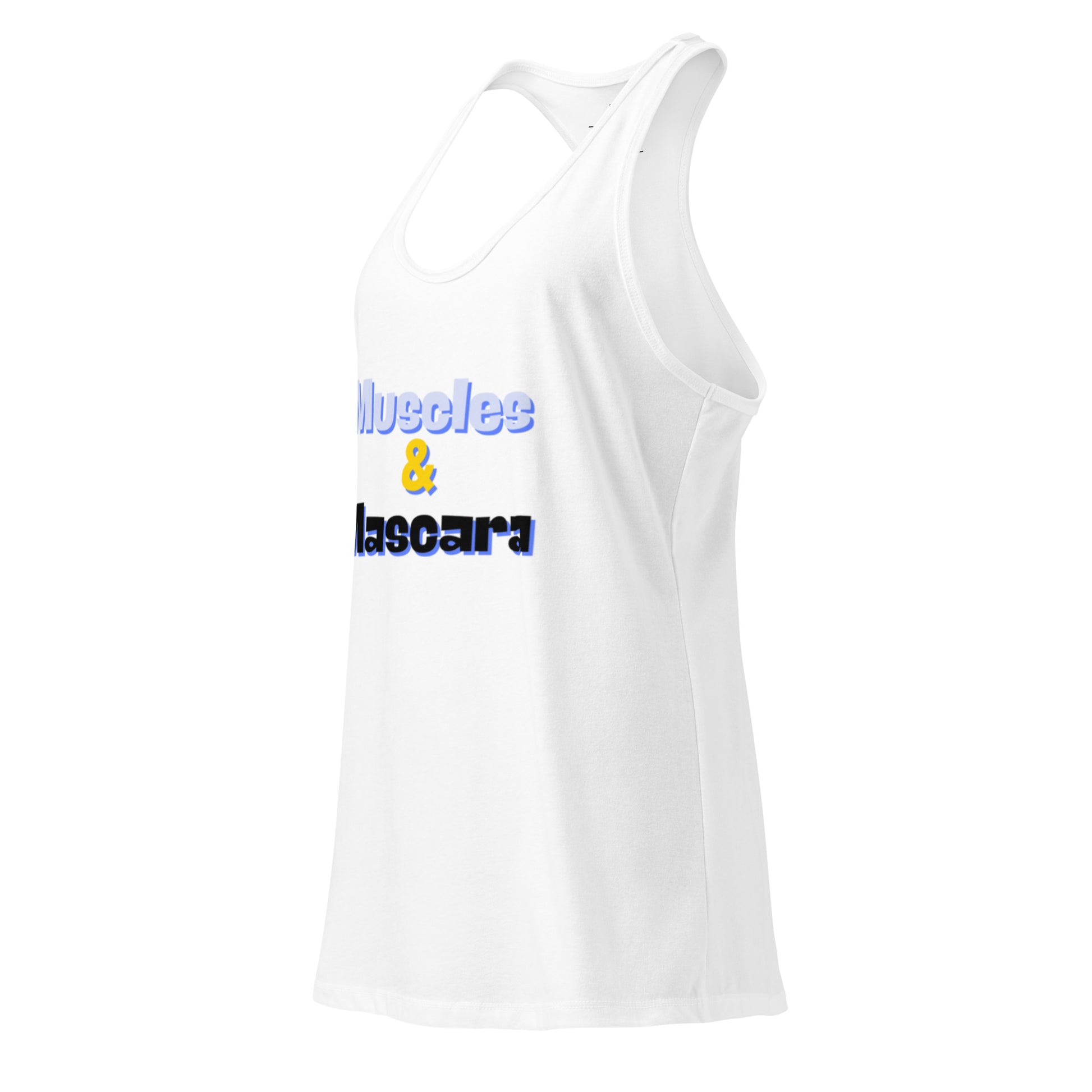 Women's Racerback Tank Top - Fitted Muscles and Mascara Design -