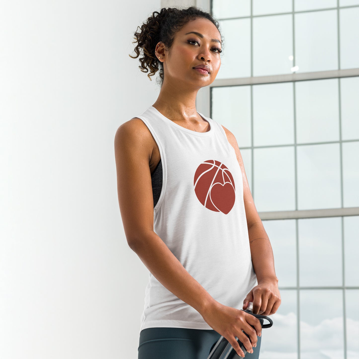 Ladies' Muscle Tank Love Basketball - Fitness Gym Tank Top for Hoop