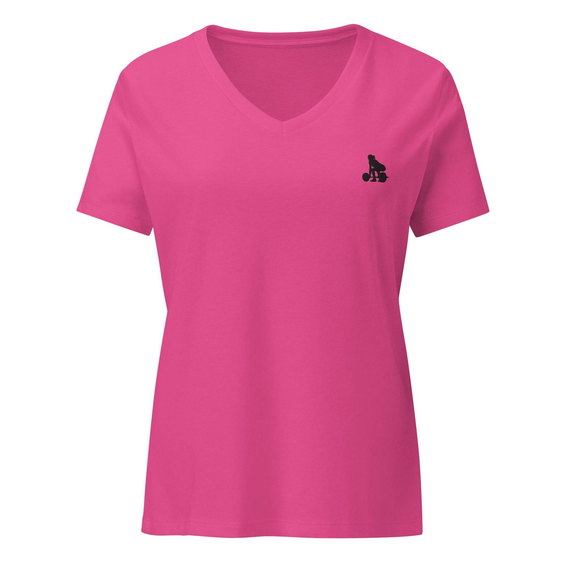 Women's Weightlifting T-Shirt - Relaxed V-Neck for Comfort and Performance -
