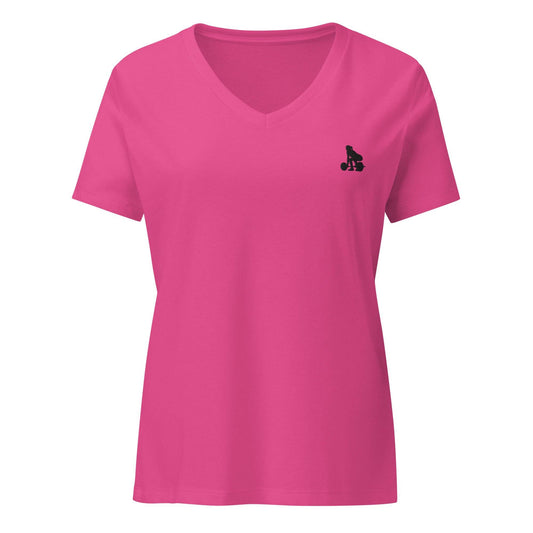 Women's Weightlifting T-Shirt - Relaxed V-Neck for Comfort and Performance -